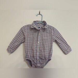 Janie and Jack Red and Blue Plaid Shirt Onesie